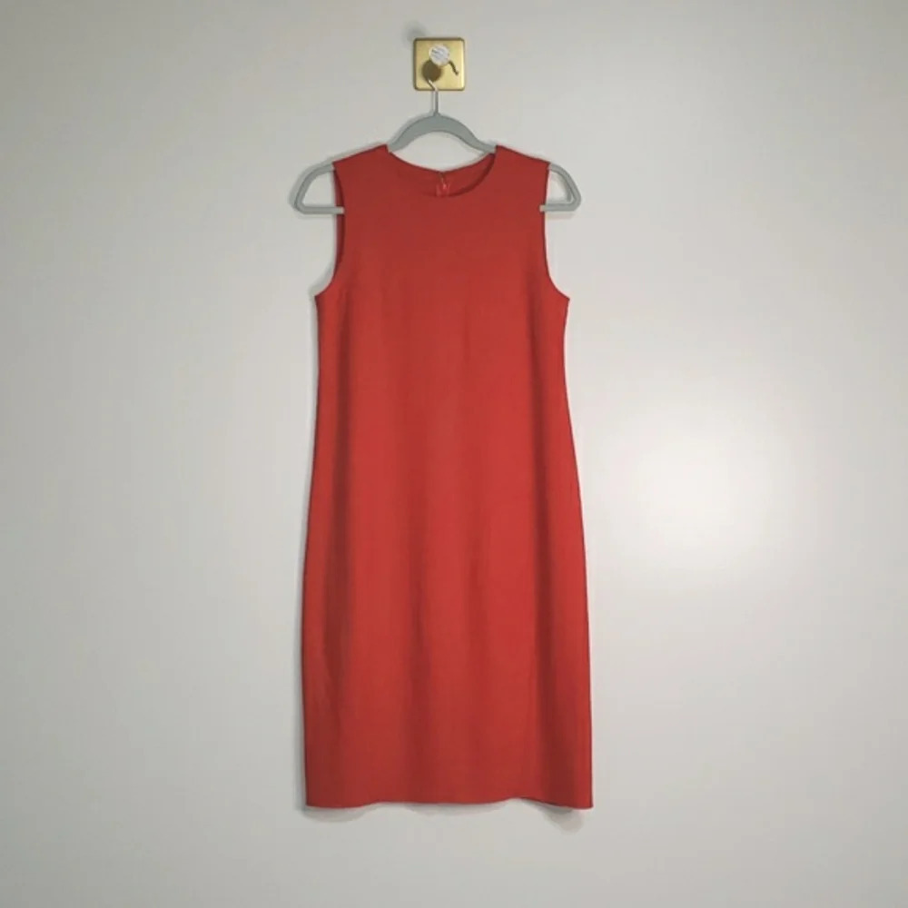 Eileen Fisher 100% Wool Lantern Dress XXS/XS Sleeveless Red Orange Quiet Luxury